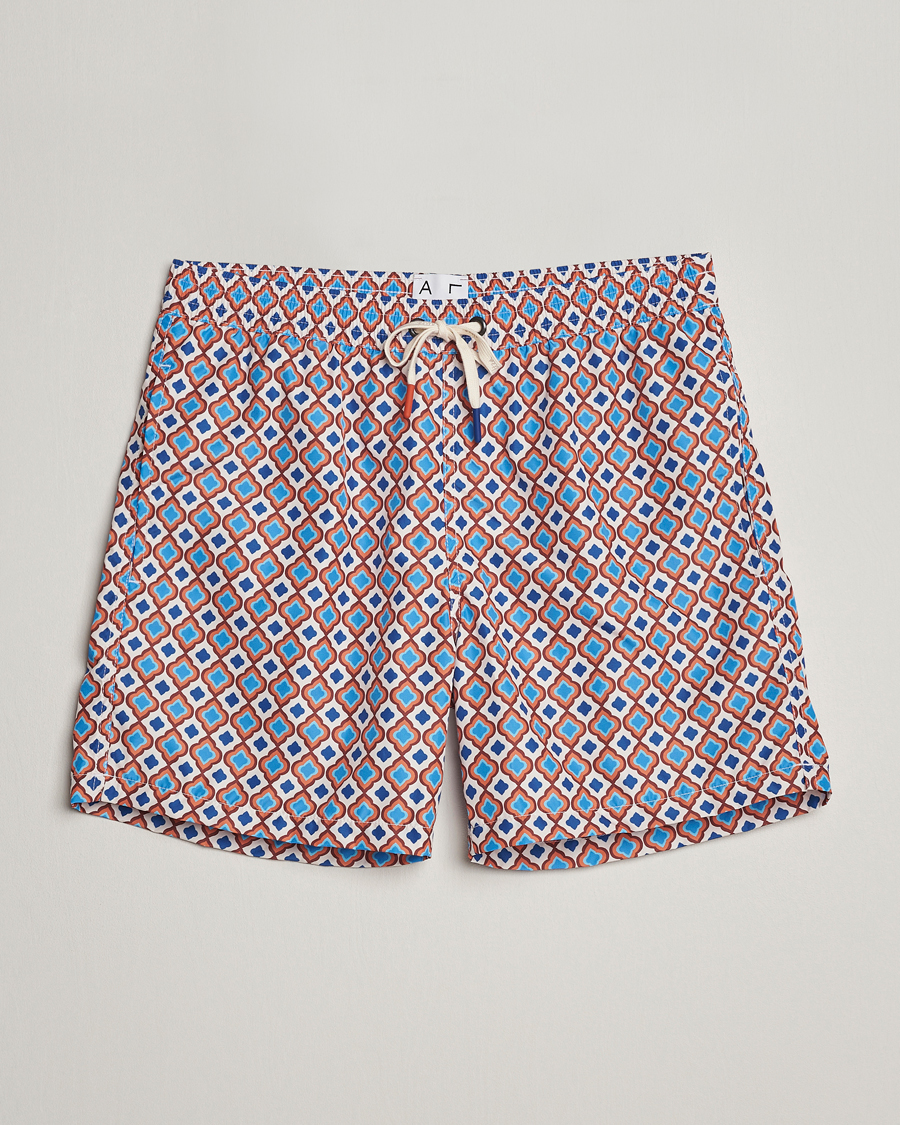 Men | Swimwear | Altea | Printed Swim Shorts Blue/Orange