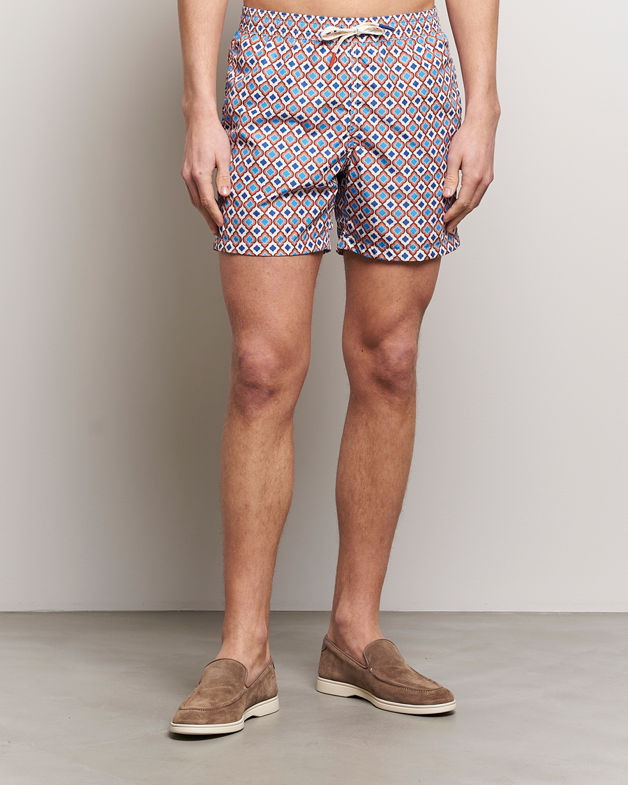 Men | Clothing | Altea | Printed Swim Shorts Blue/Orange