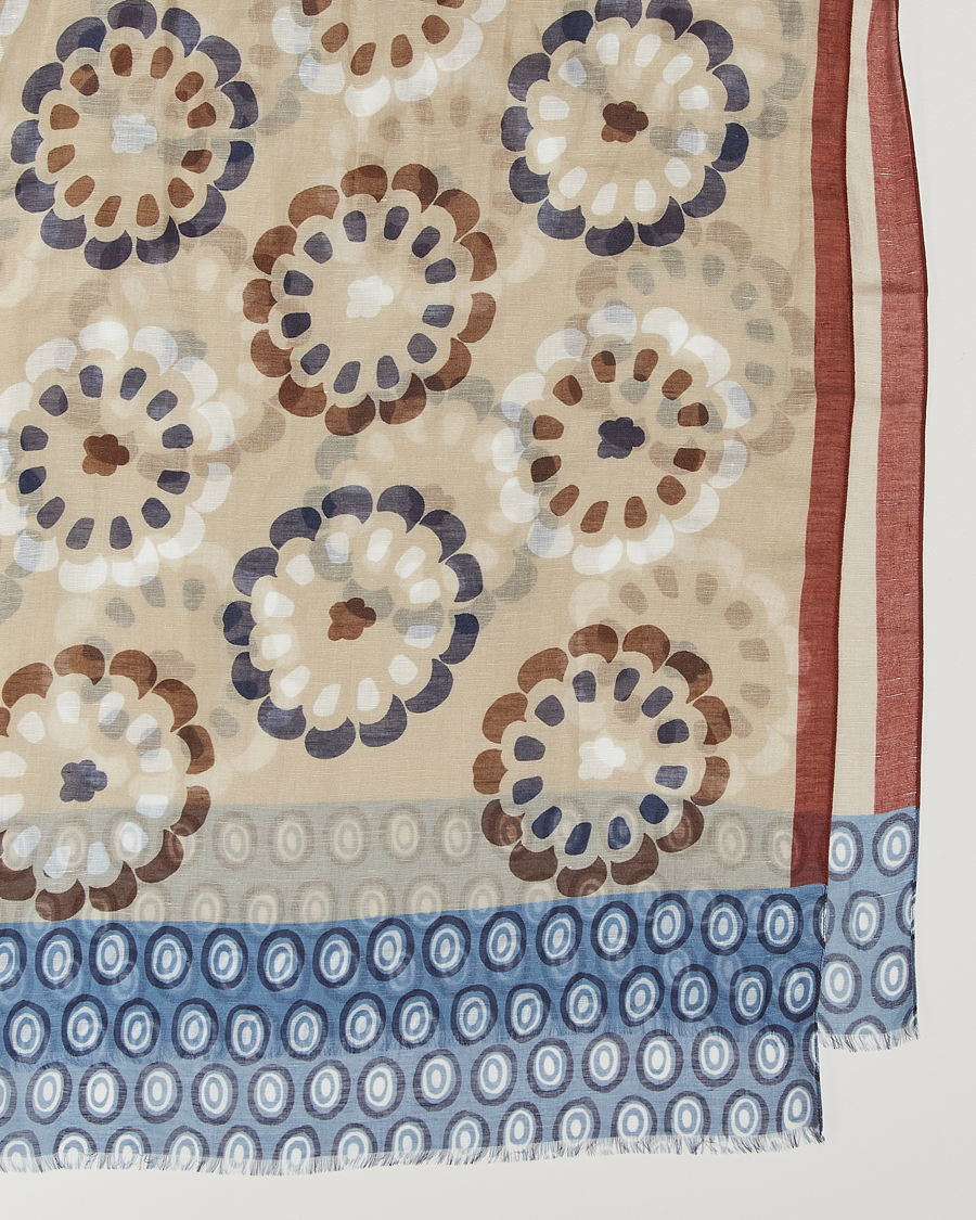 Men | Altea Printed Linen Scarf Beige/Burgundy | Altea | Printed Linen Scarf Beige/Burgundy