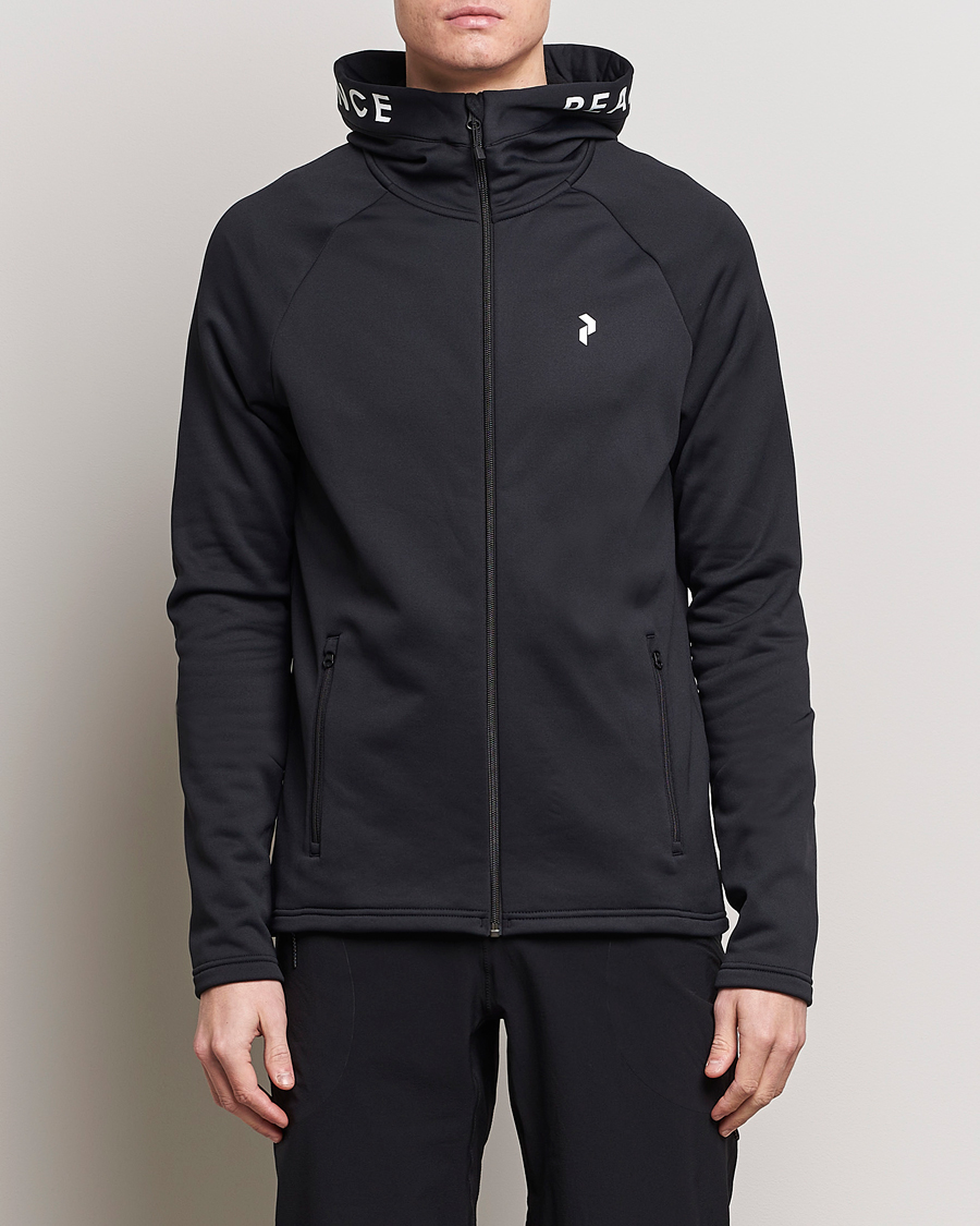 Men | Sweaters & Knitwear | Peak Performance | Rider Hooded Full Zip Black