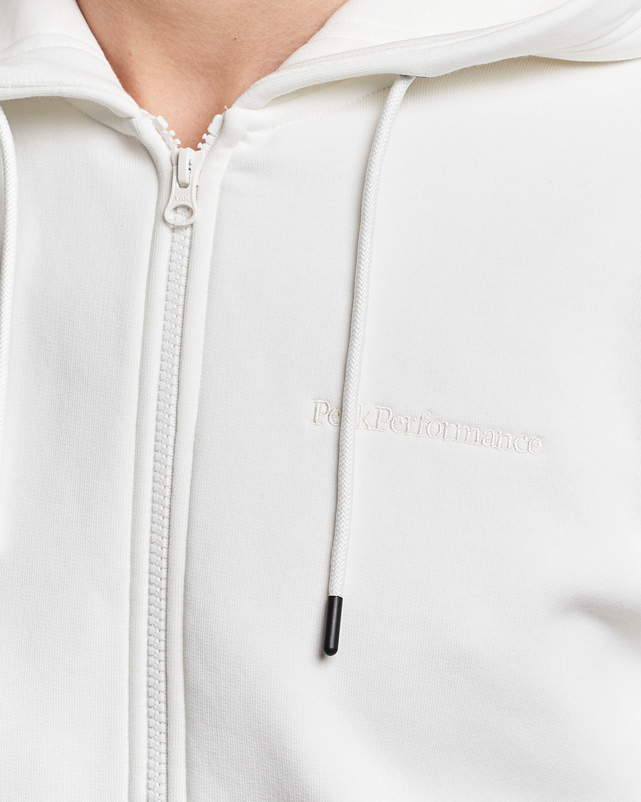 Men | Sweaters & Knitwear | Peak Performance | Original Logo Full Zip Hoodie Off White