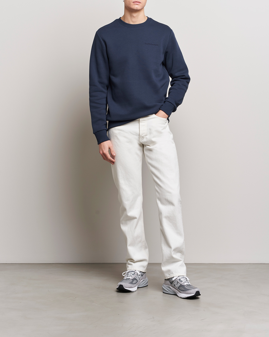 Men | Sweaters & Knitwear | Peak Performance | Original Logo Crew Neck Sweatshirt Blue Shadow