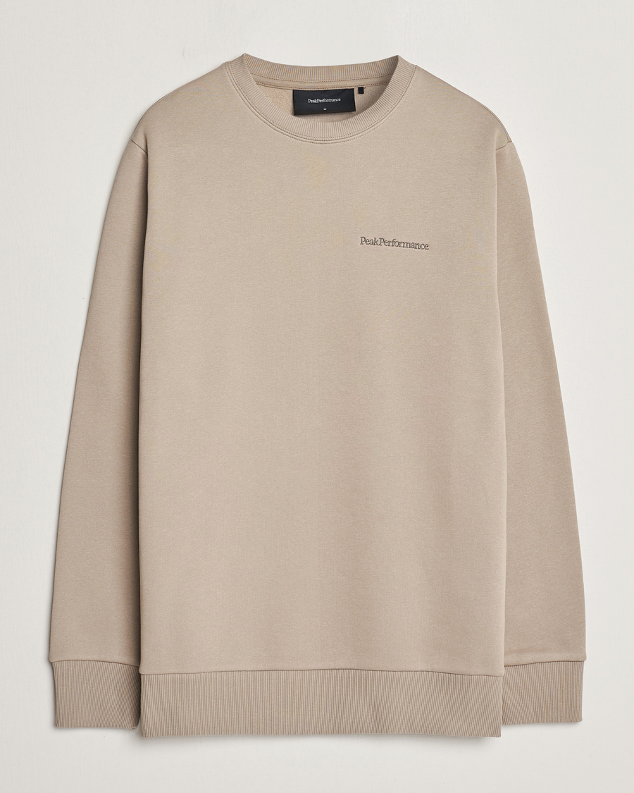 Men | Sweaters & Knitwear | Peak Performance | Original Logo Crew Neck Sweatshirt Avid Beige