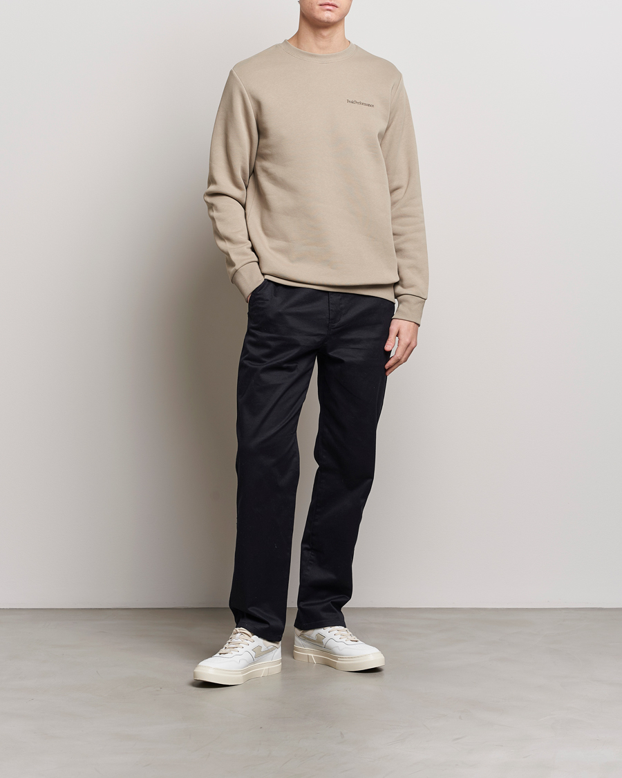 Men | Sweaters & Knitwear | Peak Performance | Original Logo Crew Neck Sweatshirt Avid Beige