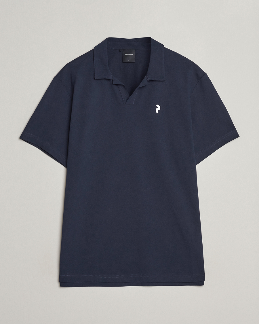 Men | Polo Shirts | Peak Performance | Cotton Coolmax Open Collar Polo Salute Blue