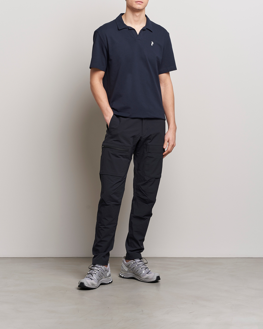 Men | Polo Shirts | Peak Performance | Cotton Coolmax Open Collar Polo Salute Blue