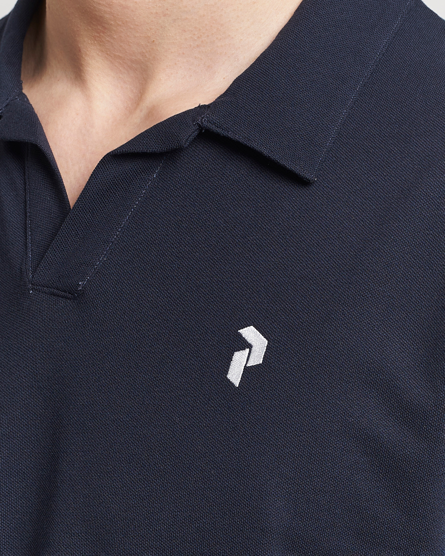 Men | Polo Shirts | Peak Performance | Cotton Coolmax Open Collar Polo Salute Blue