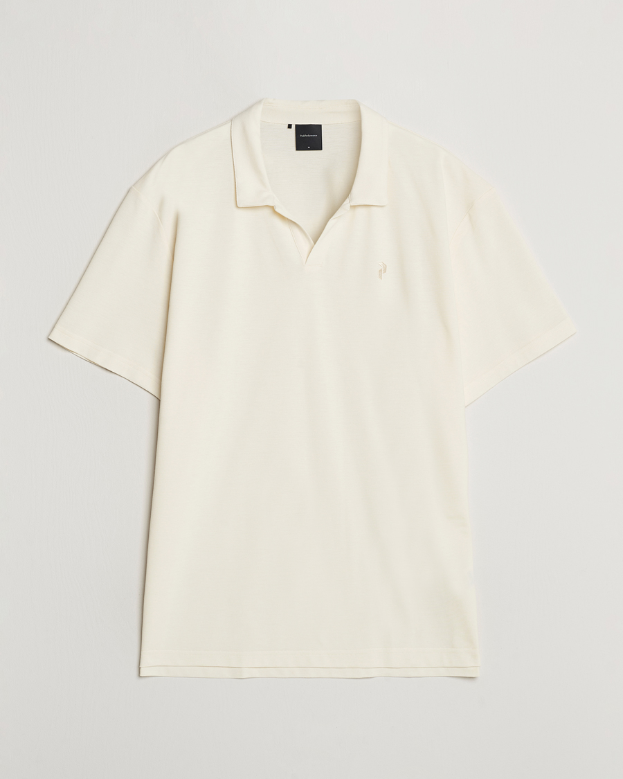 Men | Polo Shirts | Peak Performance | Cotton Coolmax Open Collar Polo Vintage White