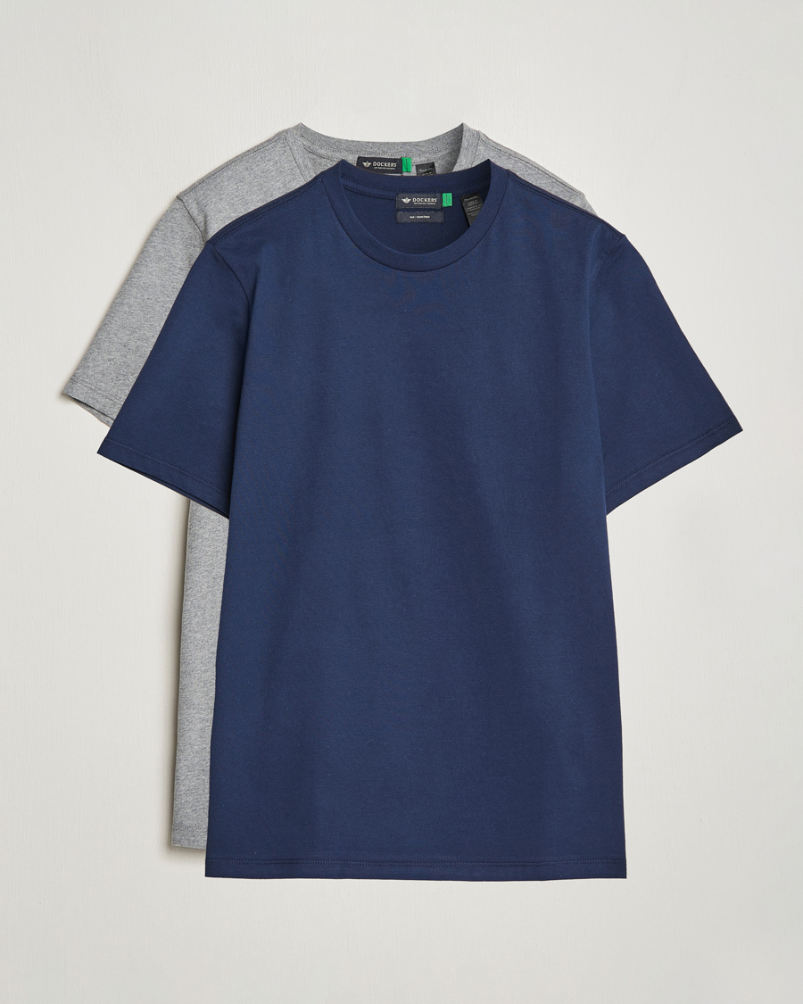 Men | T-Shirts | Dockers | 2-Pack Cotton T-Shirt Navy/Grey
