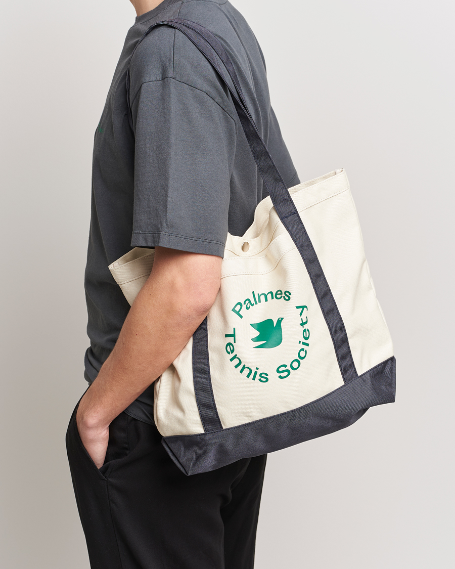 Men | Tote Bags | Palmes | Society Tote Bag White/Navy