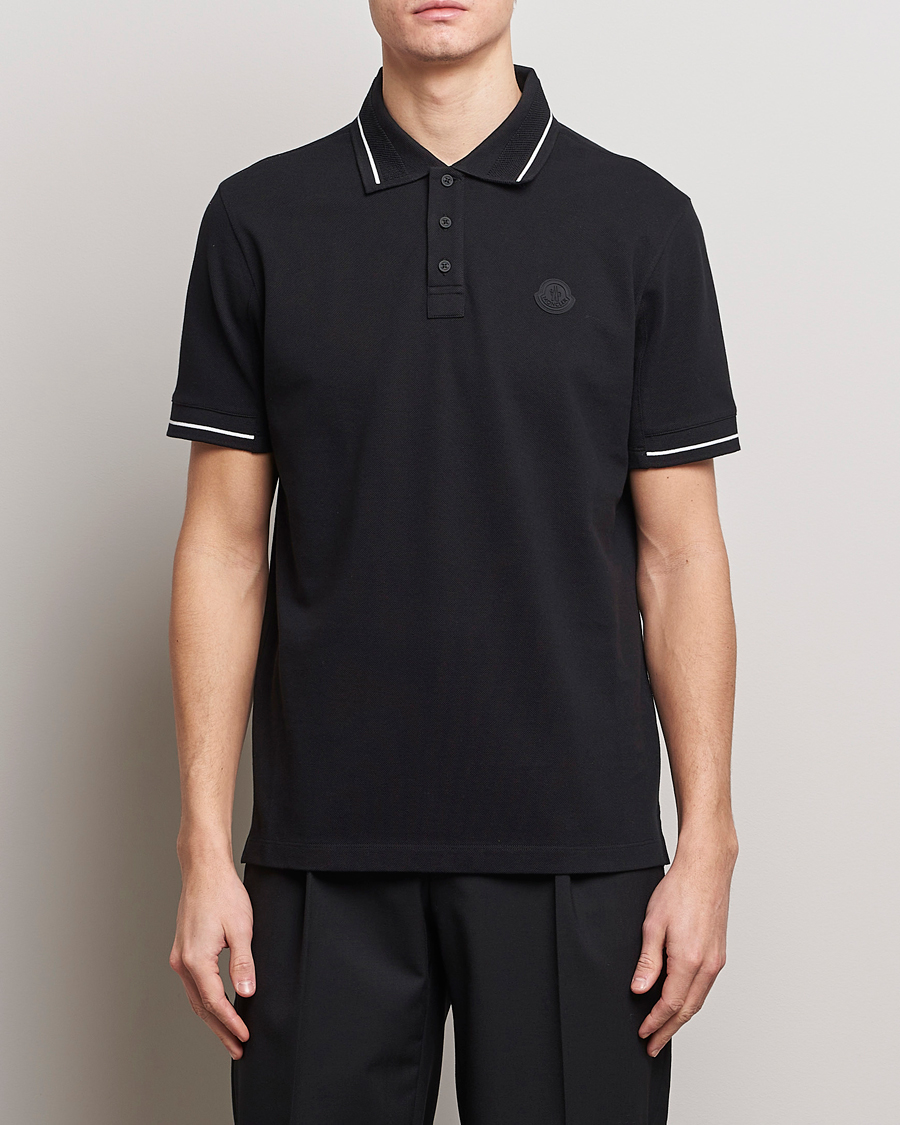 Men | Short Sleeve Polo Shirts | Moncler | Tonal Logo Polo Black