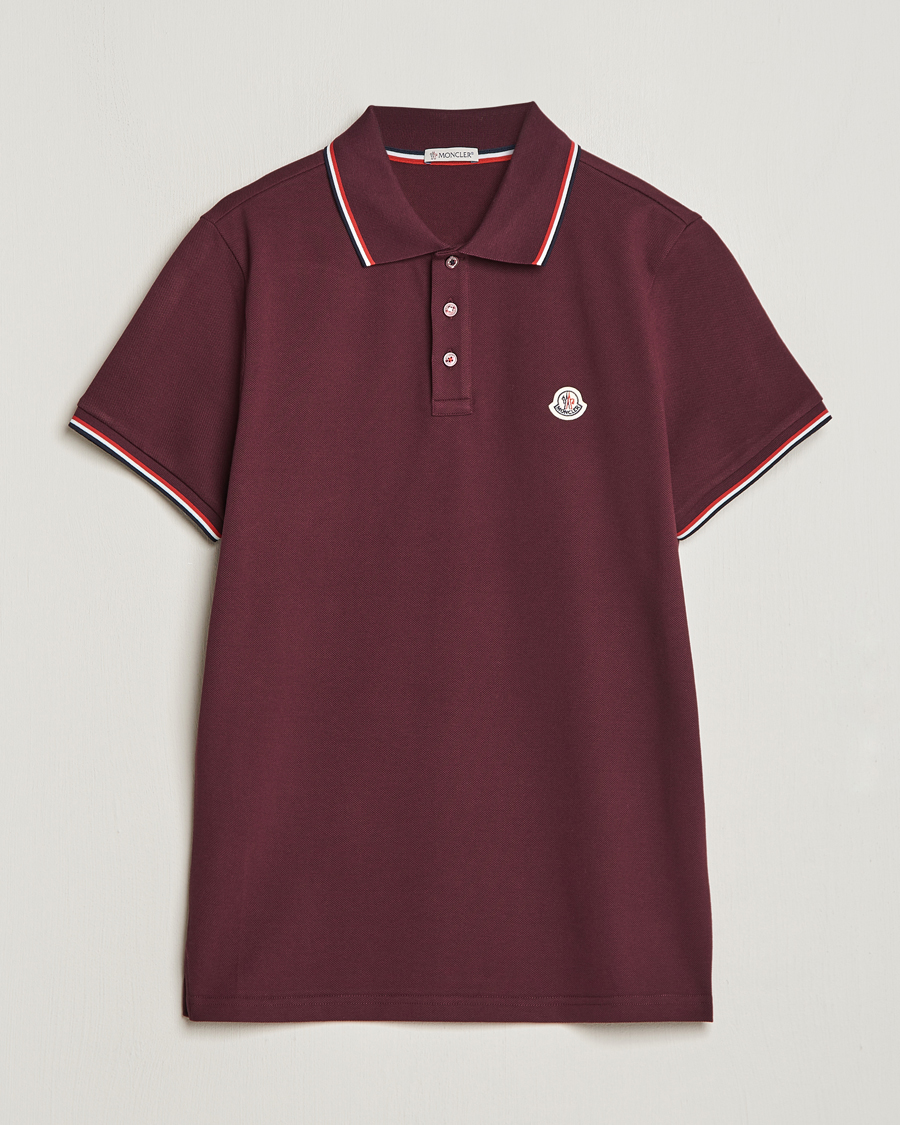 Men | Polo Shirts | Moncler | Contrast Rib Polo Burgundy
