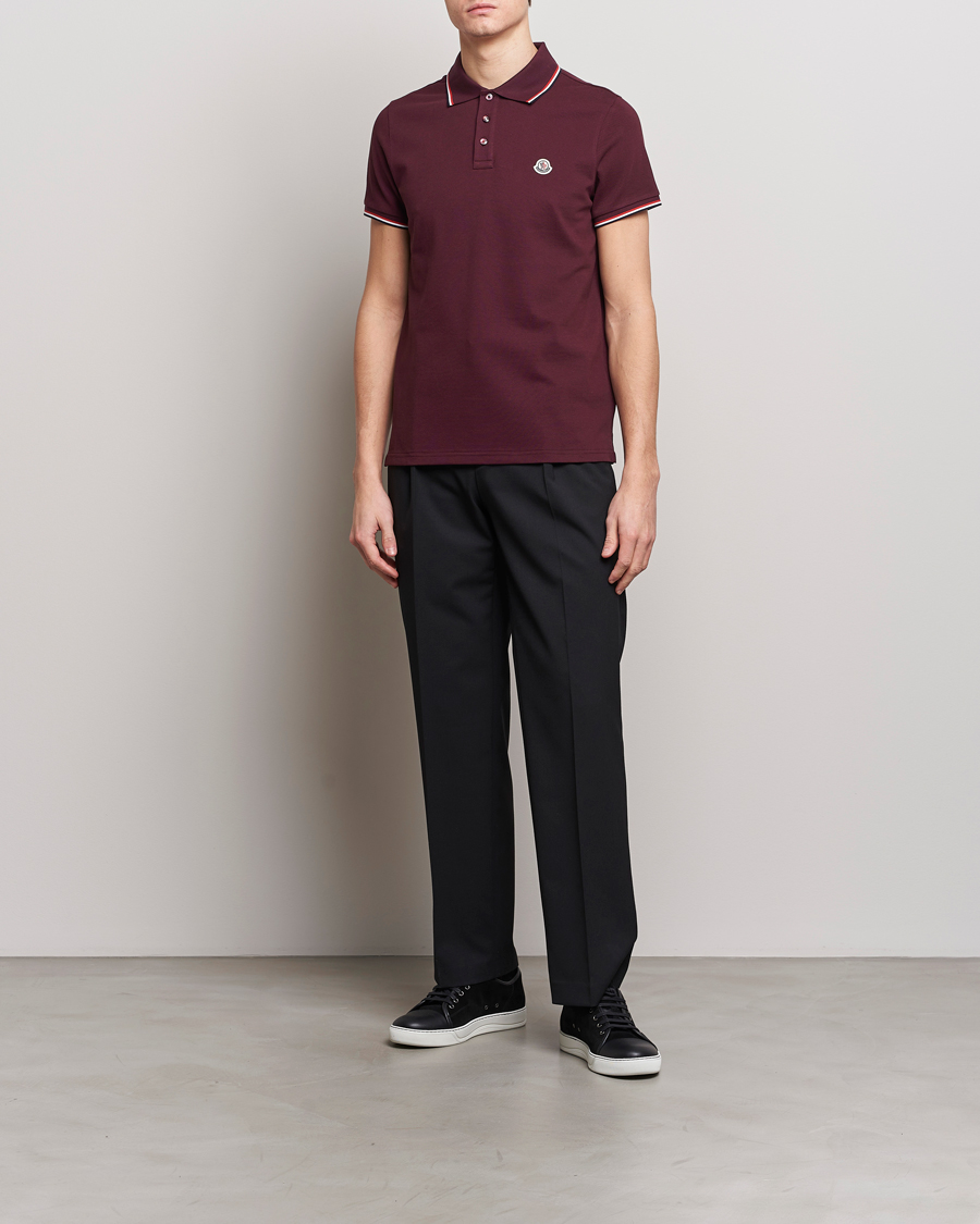 Men | Polo Shirts | Moncler | Contrast Rib Polo Burgundy