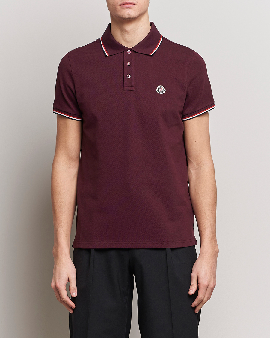 Men | Short Sleeve Polo Shirts | Moncler | Contrast Rib Polo Burgundy