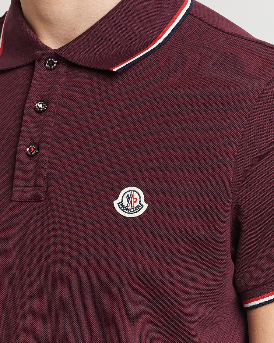 Men | Polo Shirts | Moncler | Contrast Rib Polo Burgundy
