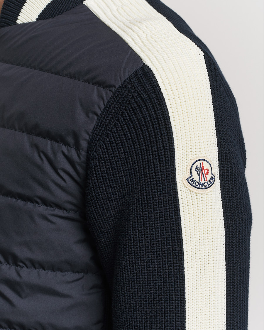 Men | Sweaters & Knitwear | Moncler | Contrast Rib Padded Cardigan Navy