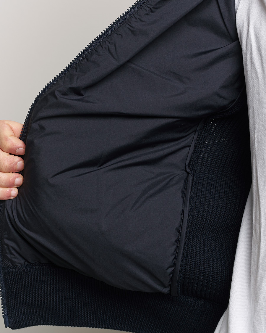 Men | Sweaters & Knitwear | Moncler | Contrast Rib Padded Cardigan Navy