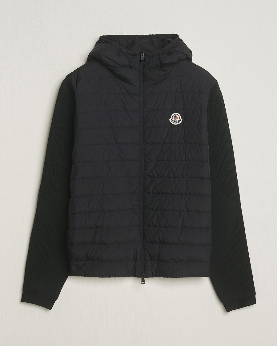 Men | Sweaters & Knitwear | Moncler | Hooded Hybrid Zip Cardigan Black