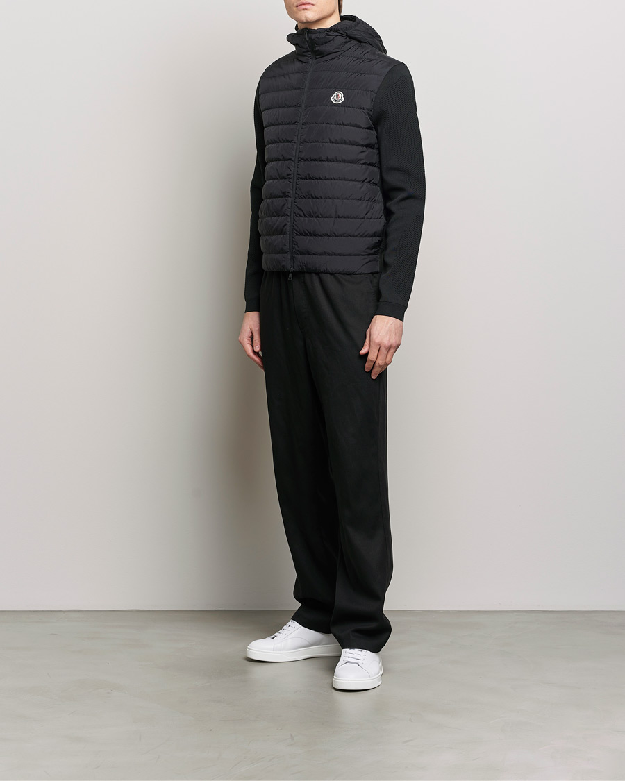 Men | Sweaters & Knitwear | Moncler | Hooded Hybrid Zip Cardigan Black