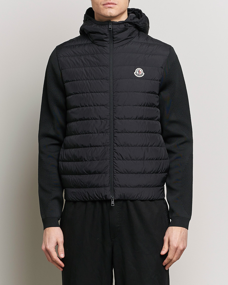 Men | Sweaters & Knitwear | Moncler | Hooded Hybrid Zip Cardigan Black