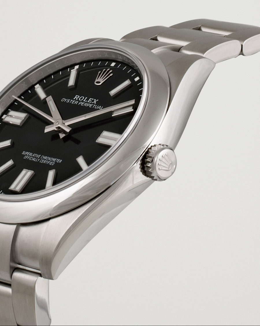 Men | Rolex Pre-Owned Oyster Perpetual 124300 Black Silver | Rolex Pre-Owned | Oyster Perpetual 124300 Black Silver