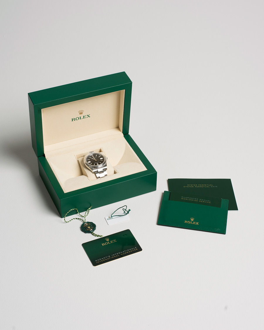 Men | Rolex Pre-Owned Oyster Perpetual 124300 Black Silver | Rolex Pre-Owned | Oyster Perpetual 124300 Black Silver