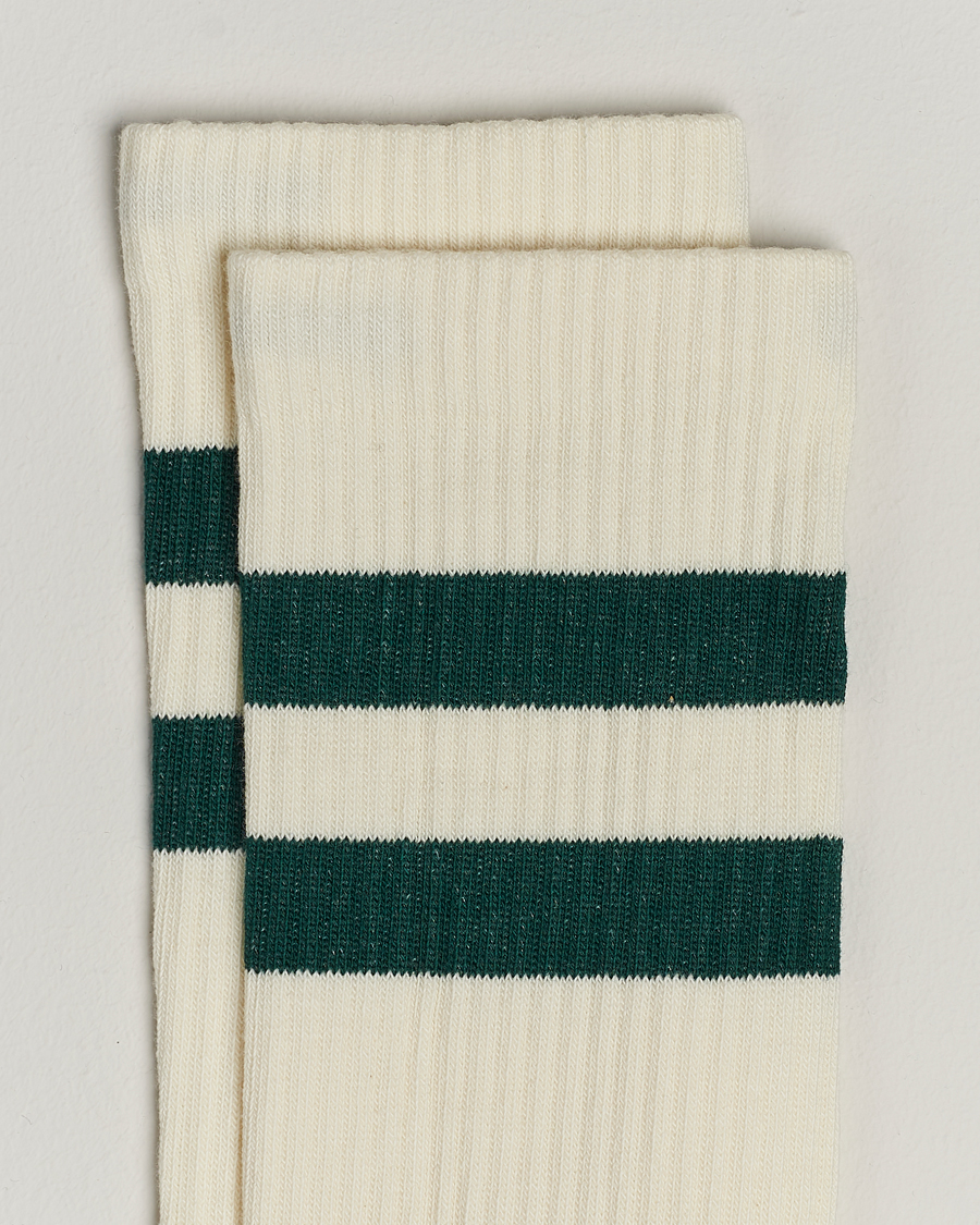 Men |  | Sweyd | Two Stripe Cotton Socks White/Green