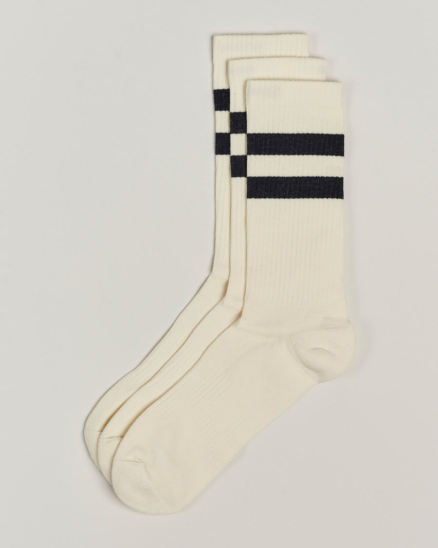 Men | Underwear & Socks | Sweyd | 3-Pack Two Stripe Cotton Socks White/Black