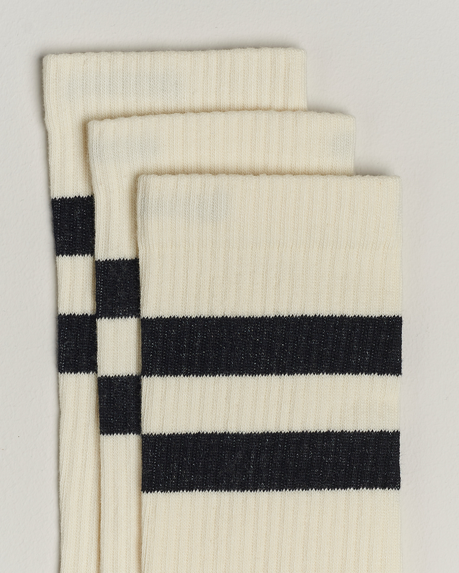 Men |  | Sweyd | 3-Pack Two Stripe Cotton Socks White/Black