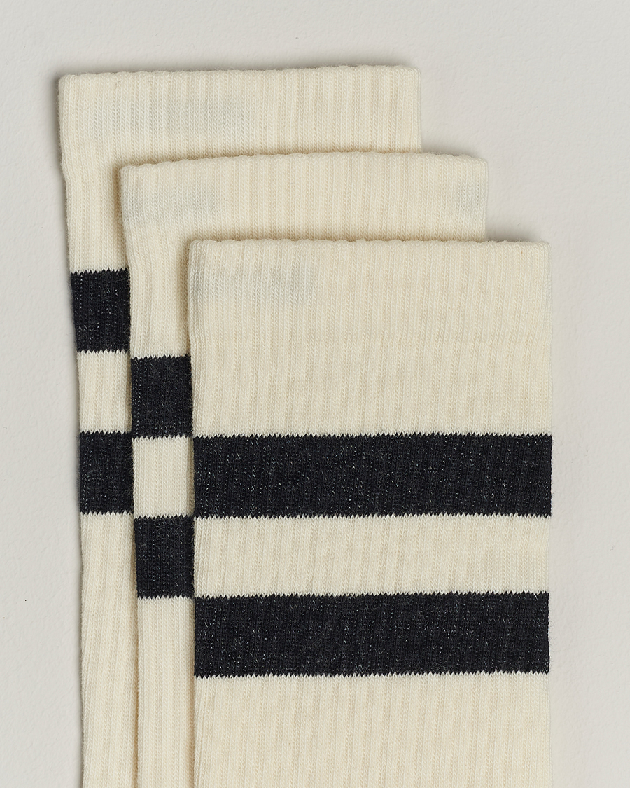 Men | Underwear & Socks | Sweyd | 3-Pack Two Stripe Cotton Socks White/Black