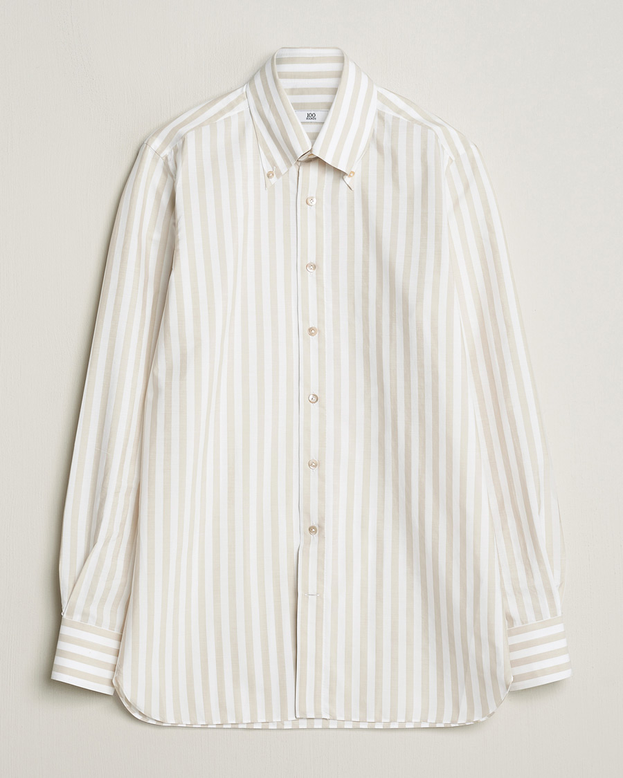 Men |  | 100Hands | Striped Cotton Shirt Brown/White