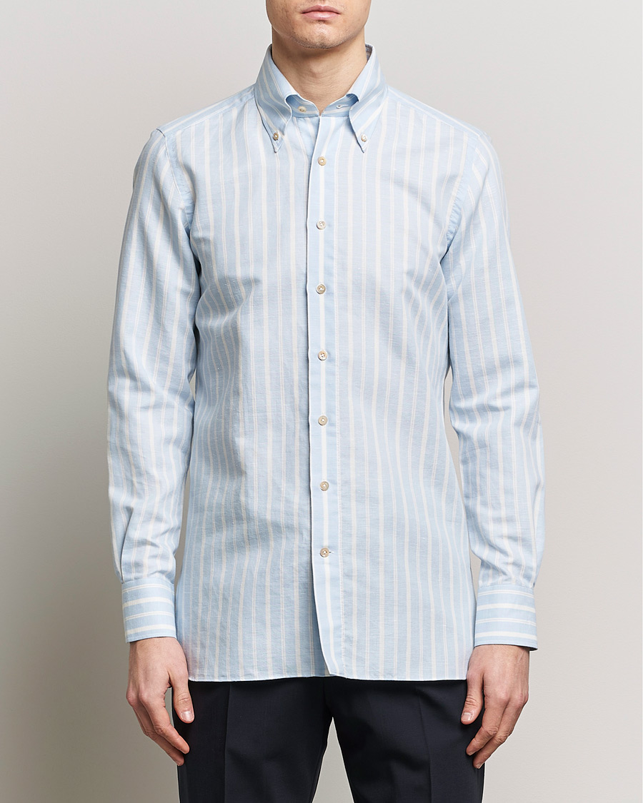Men | Luxury Brands | 100Hands | Cotton Striped Shirt Light Blue