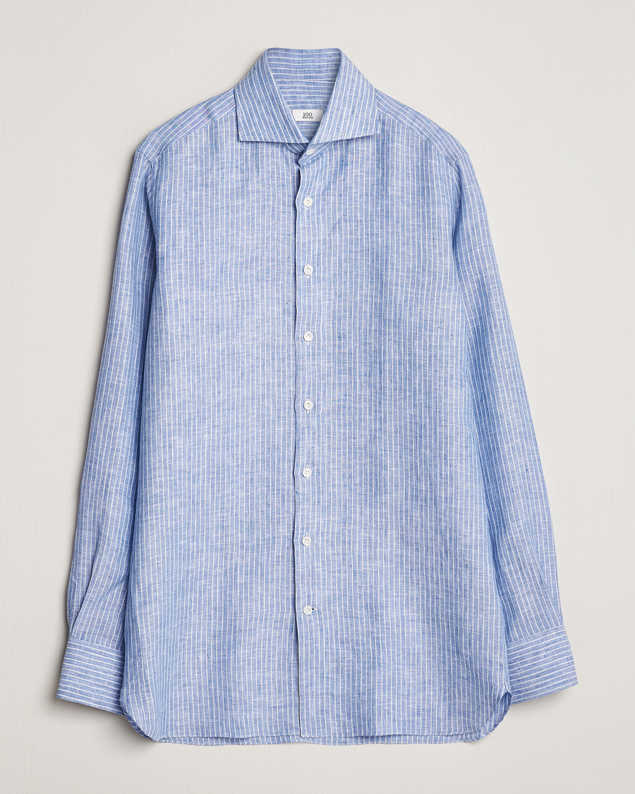 Men | Shirts | 100Hands | Striped Linen Shirt Navy