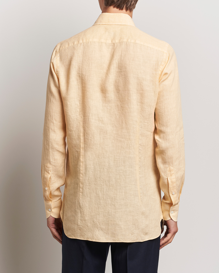 Men | Shirts | 100Hands | Natural Stone Washed Linen Shirt Peach