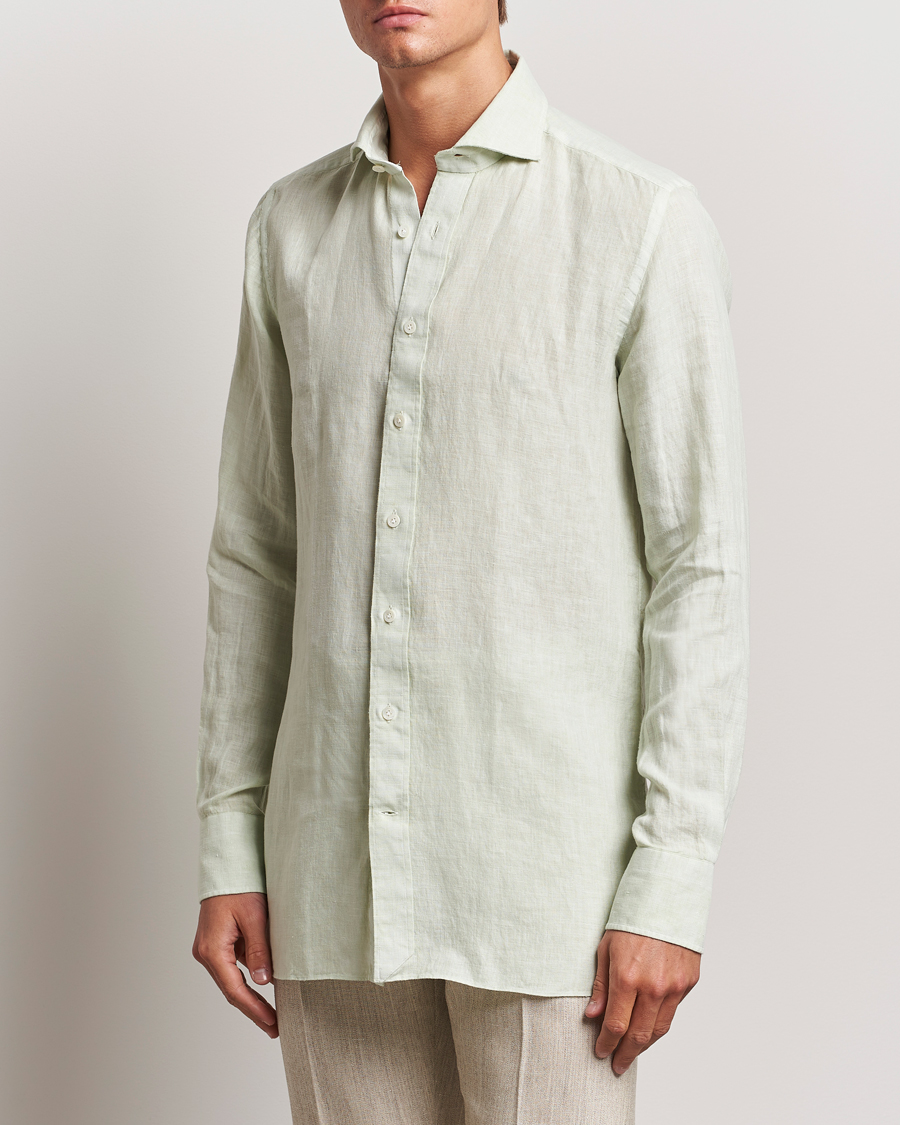 100Hands Natural Stone Washed Linen Shirt Sage at CareOfCarl.com