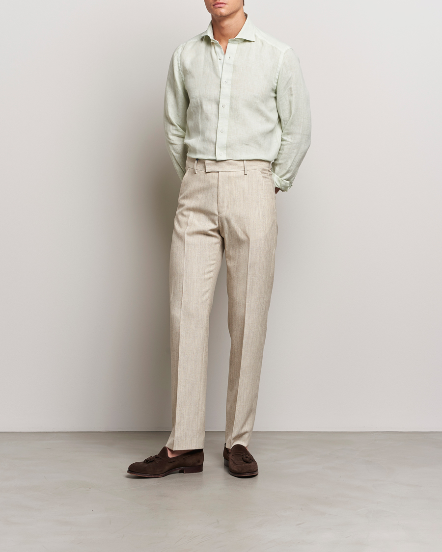 Men | What's new | 100Hands | Natural Stone Washed Linen Shirt Sage