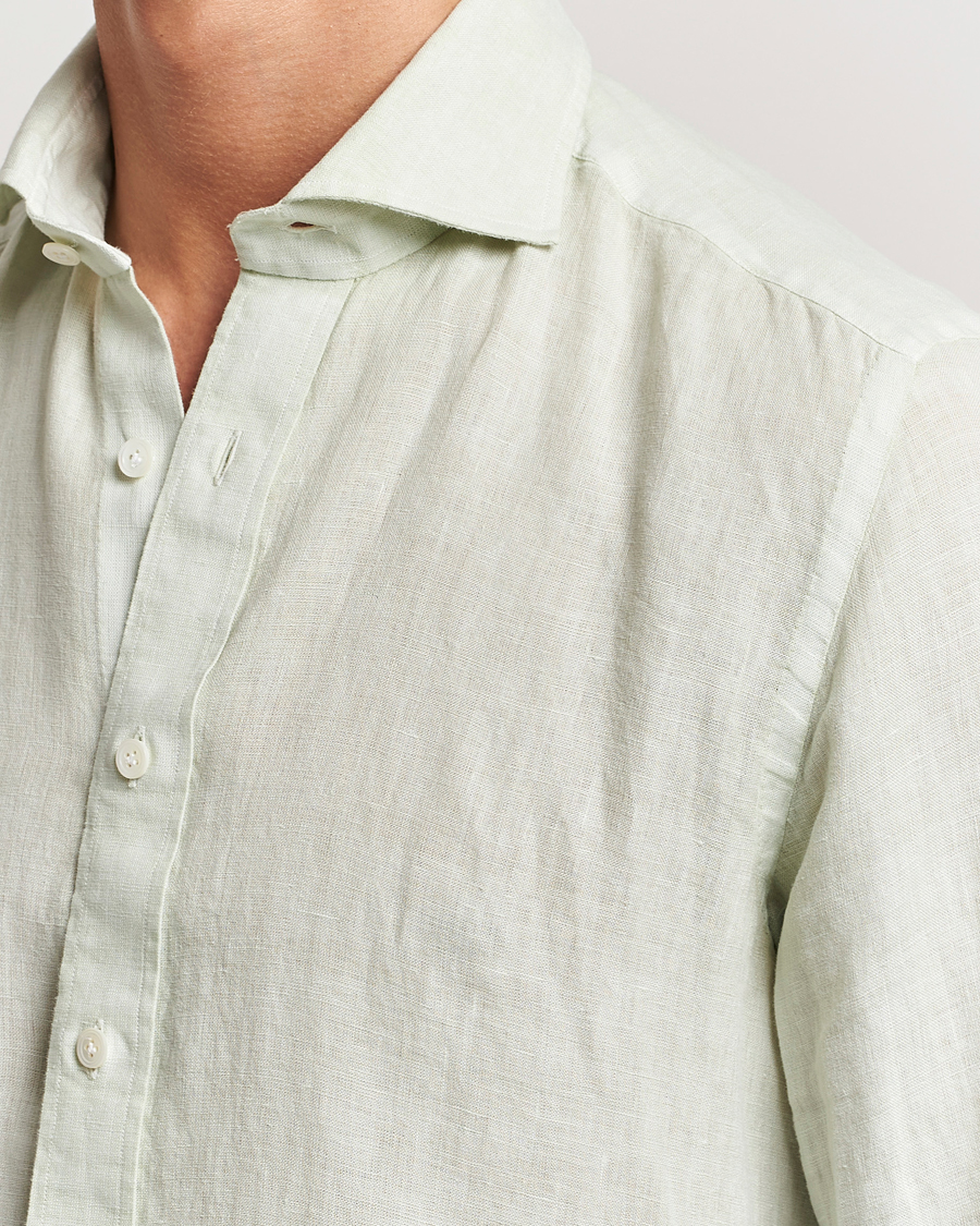 100Hands Natural Stone Washed Linen Shirt Sage at CareOfCarl.com