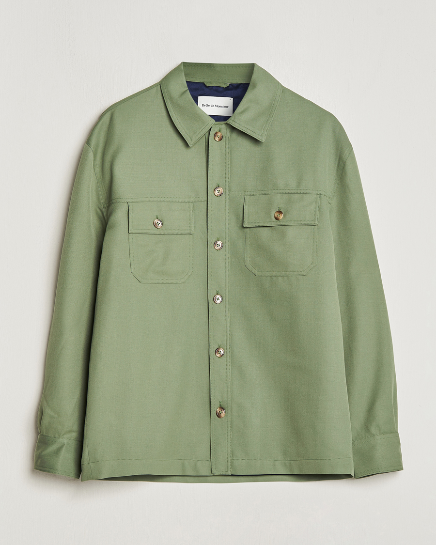 Men | Shirts | Drôle de Monsieur | Wool Overshirt Khaki