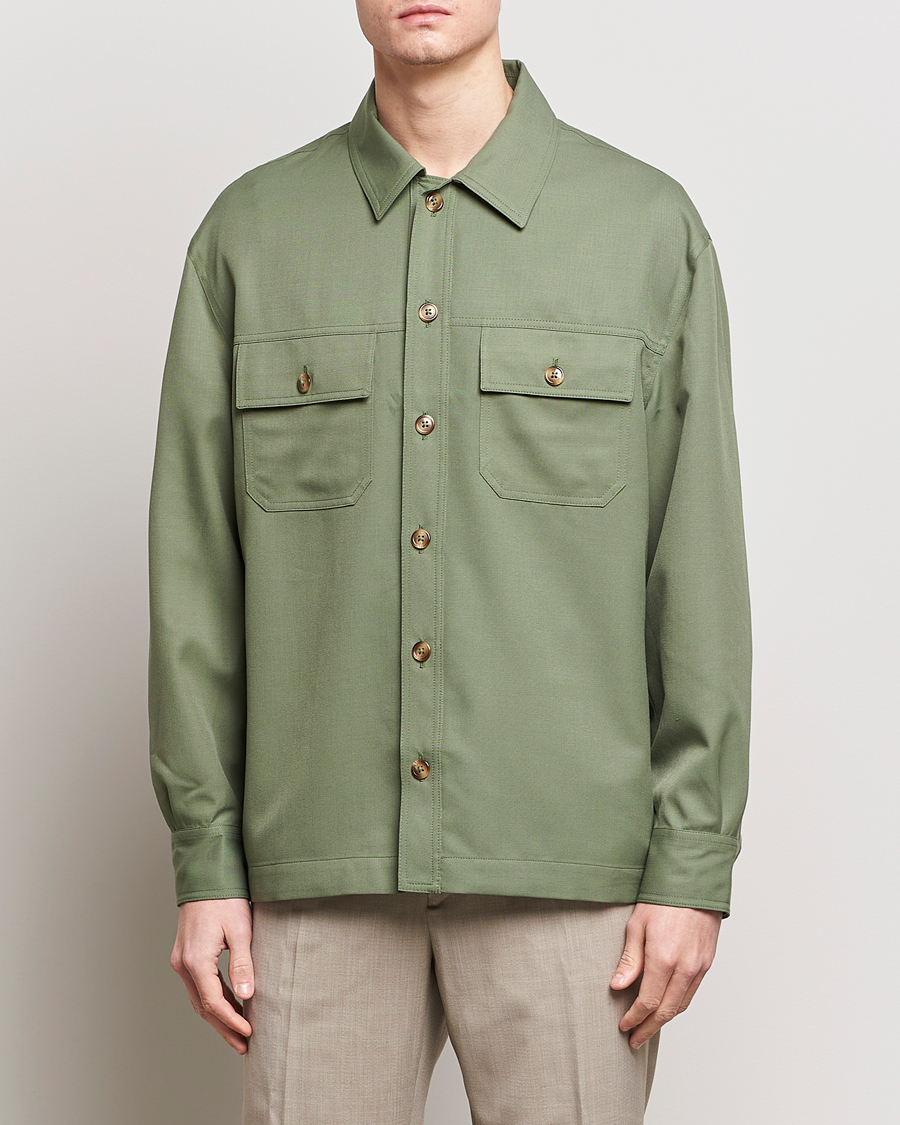 Men | Shirts | Drôle de Monsieur | Wool Overshirt Khaki