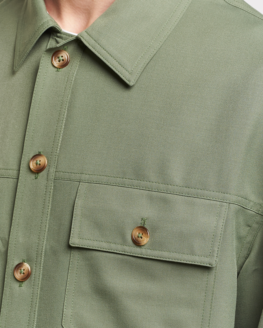 Men | Shirts | Drôle de Monsieur | Wool Overshirt Khaki