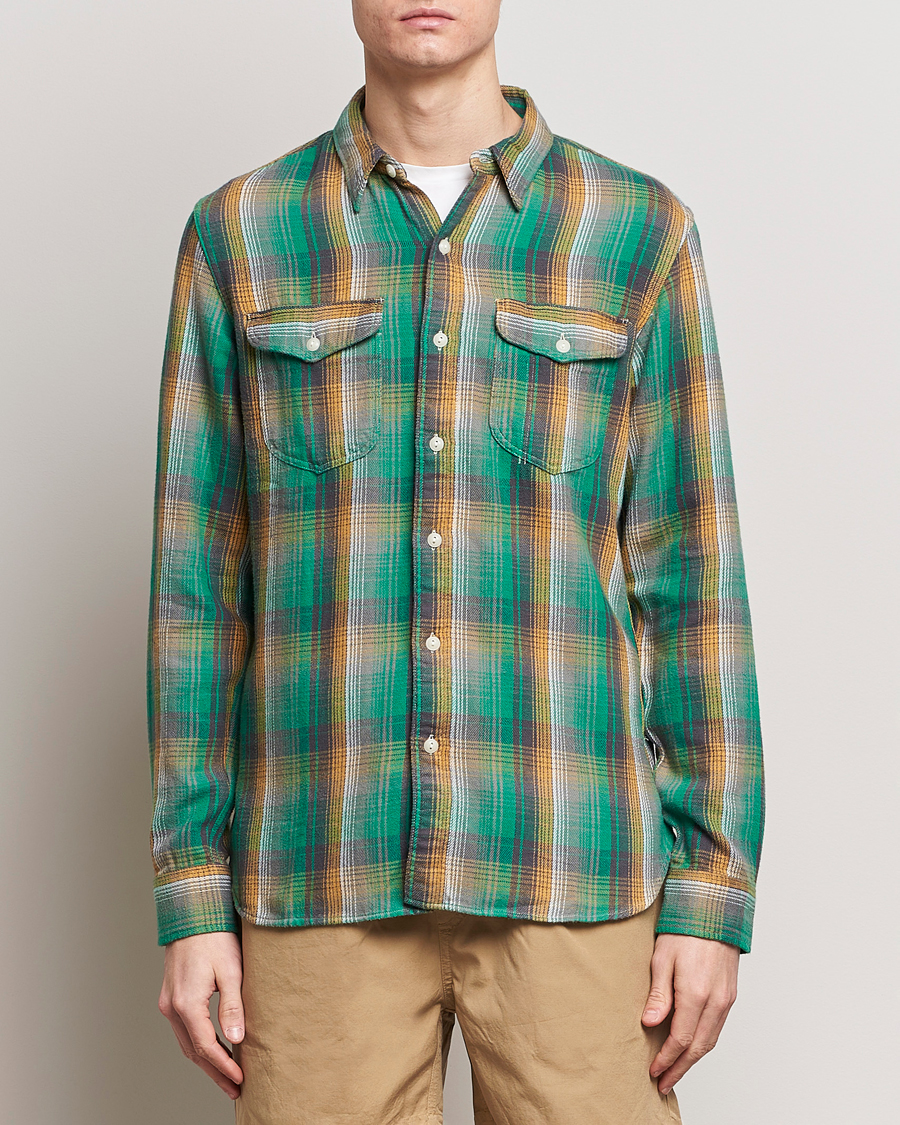 RRL Preston Double Pocket Shirt Green/Yellow at CareOfCarl.com