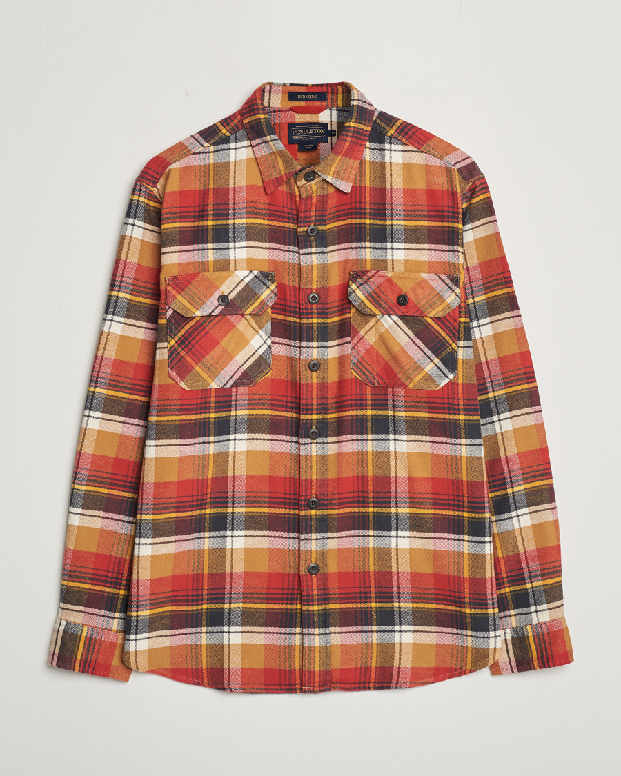 Men | Shirts | Pendleton | Burnside Flannel Shirt Tan/Red Plaid