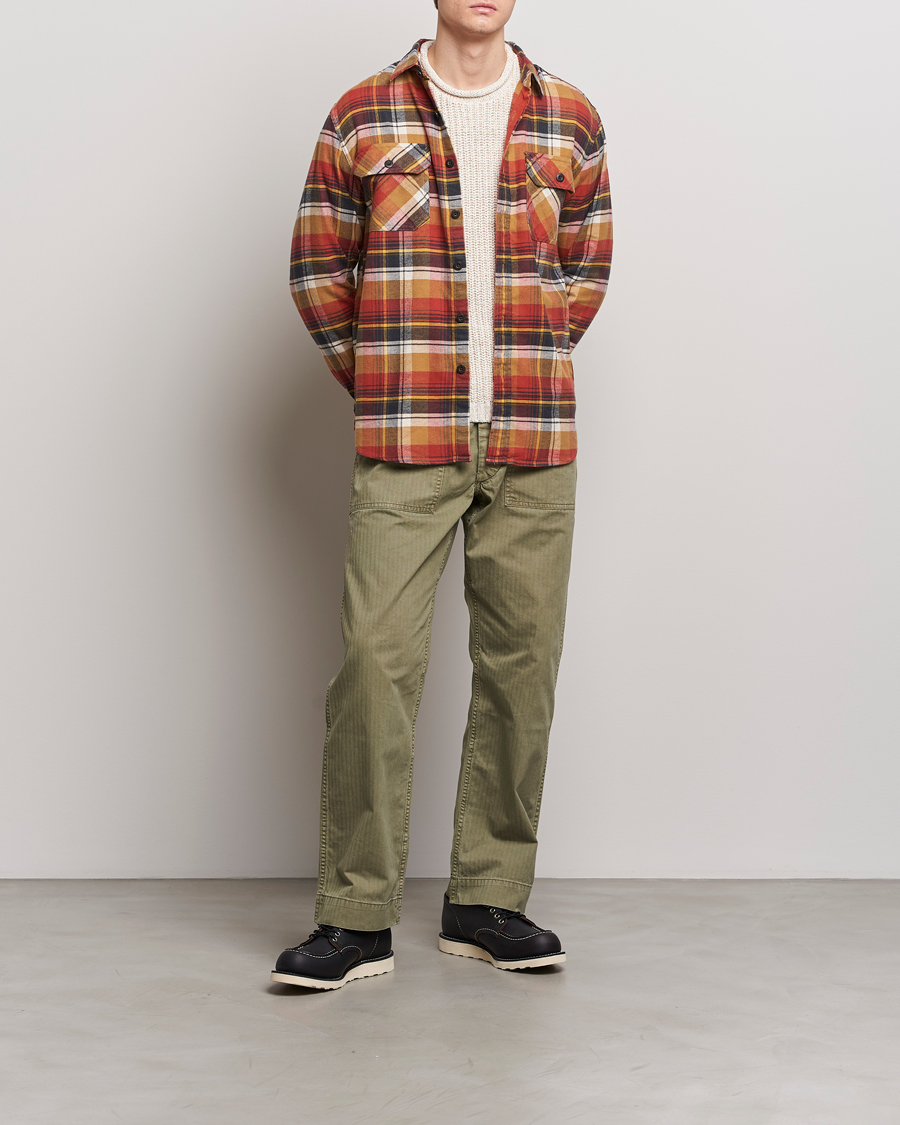 Men | Shirts | Pendleton | Burnside Flannel Shirt Tan/Red Plaid