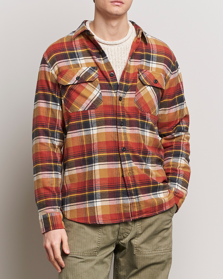 Men | Shirts | Pendleton | Burnside Flannel Shirt Tan/Red Plaid