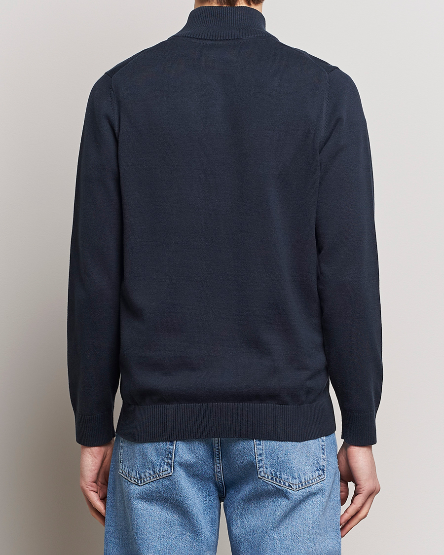 Men | Sweaters & Knitwear | Lyle & Scott | Cotton Knitted Half Zip Dark Navy