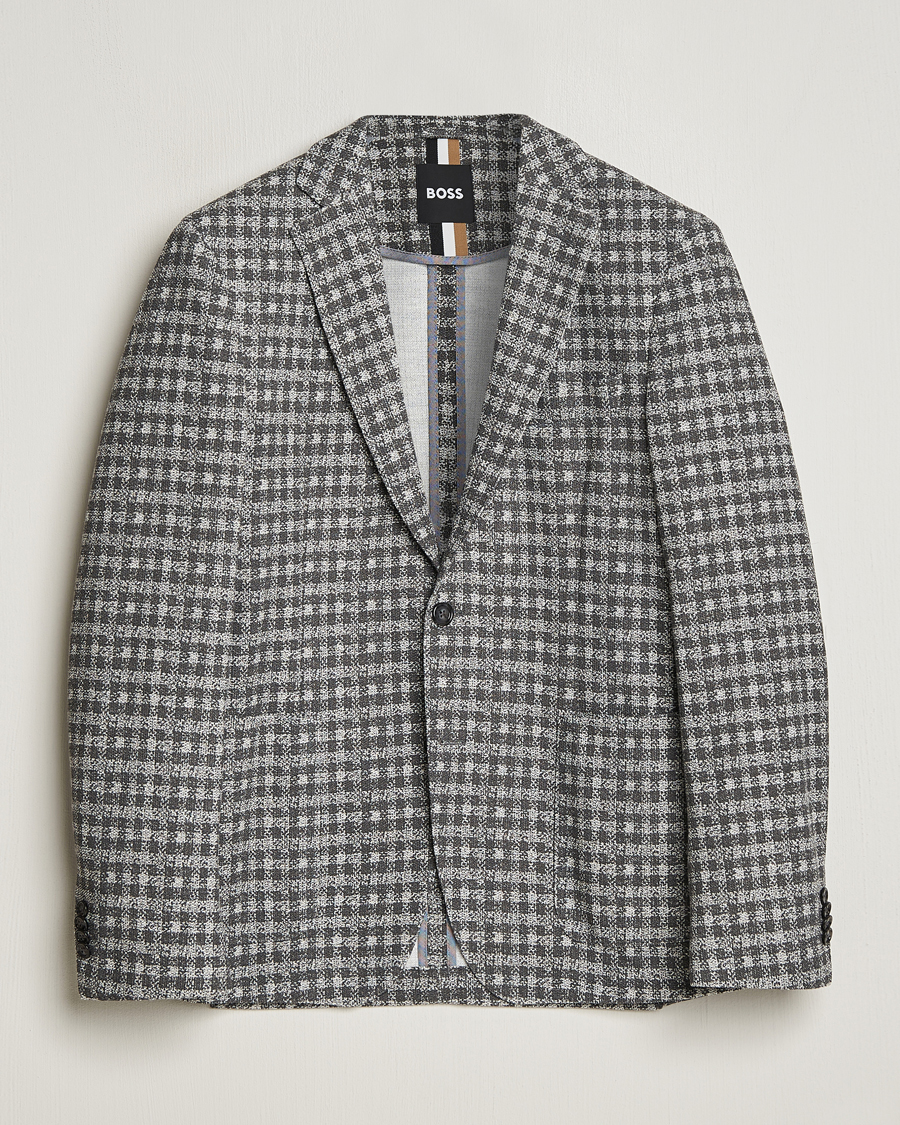 Men | Blazers | BOSS BLACK | Hanry Checked Jersey Blazer Silver