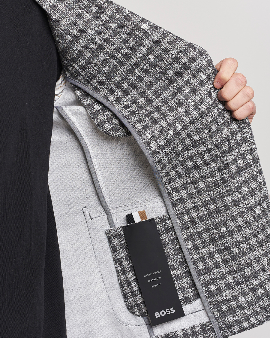 Men | Blazers | BOSS BLACK | Hanry Checked Jersey Blazer Silver