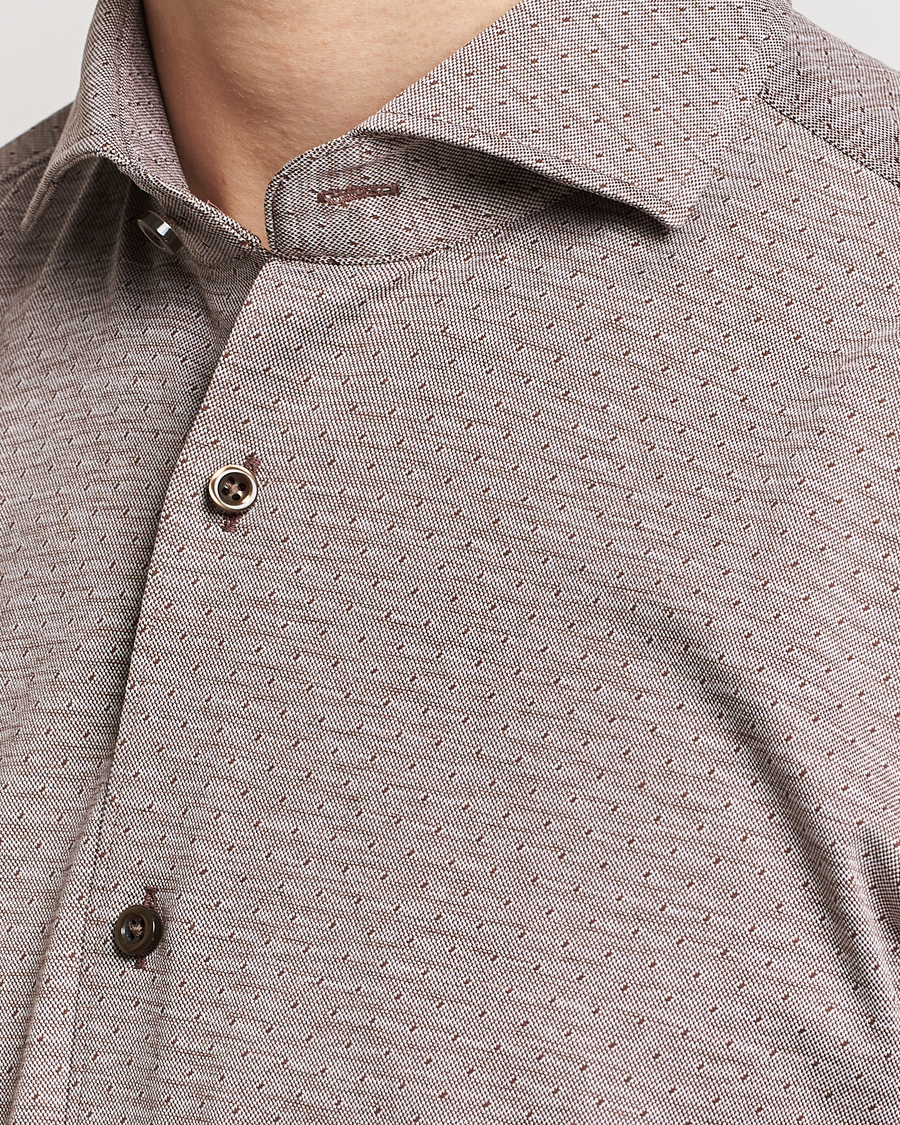 Men | Shirts | BOSS BLACK | Hal Cotton Jersey Shirt Open Brown