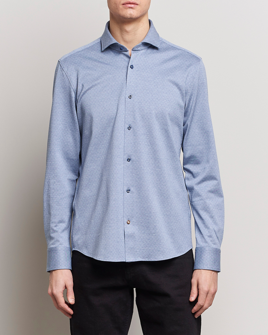 Herr | Lojalitetserbjudande | BOSS BLACK | Hal Cotton Jersey Shirt Open Blue
