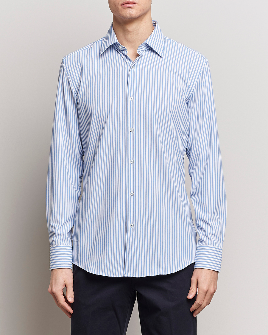 Herr | Kläder | BOSS BLACK | Hank 4-Way Stretch Striped Shirt Light Blue